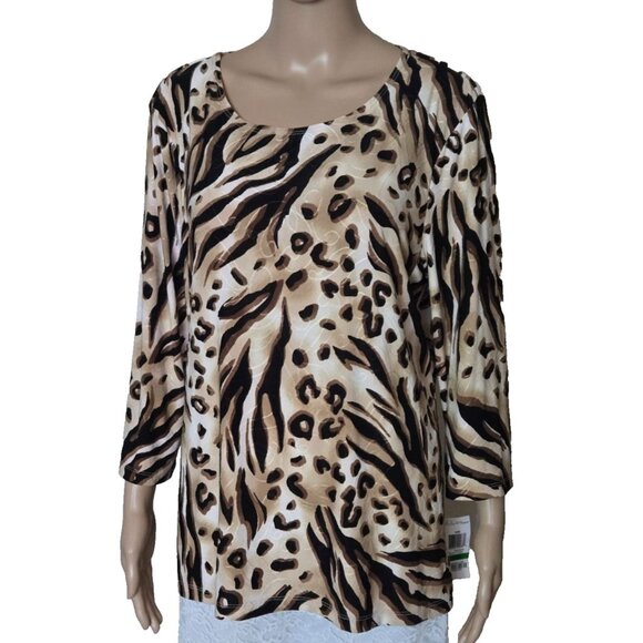 JM Collection Women's 3/4 Sleeve animal Print multicolor size L - Picture 3 of 8